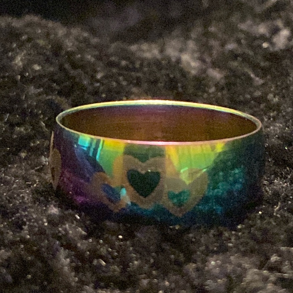 Stainless steel rainbow ring